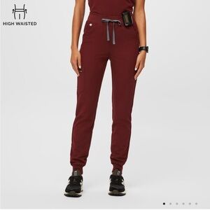 Figs High Waisted Burgundy Pants- Size Small/Tall